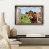 Doorkijk - Koe - Weiland - Landschap - Dieren canvas 2cm klein -sfeer6