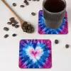 Hartvormig - Tie dye - Paars onderzetter kurk middel -sfeer2