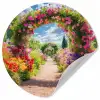 Doorkijk - Bloemen - Kleurrijk - Natuur Wandcirkel behangsticker klein -3d