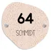 Lichtroze met stippen - Modern Naambord Organisch middel -3d