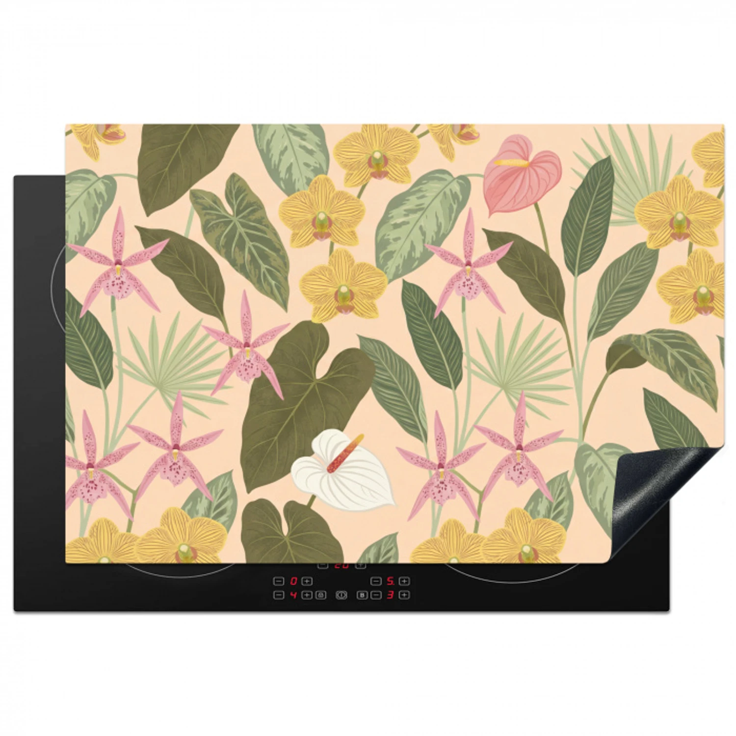 Patroon - Bloemen - Kleurrijk Inductie beschermer vinyl 3mm klein -3d