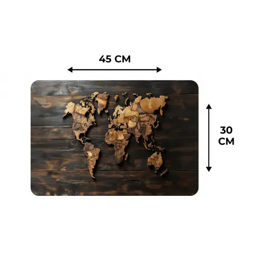 Wereldkaart -  Hout - Mozaïek Placemat vinyl groot -specs