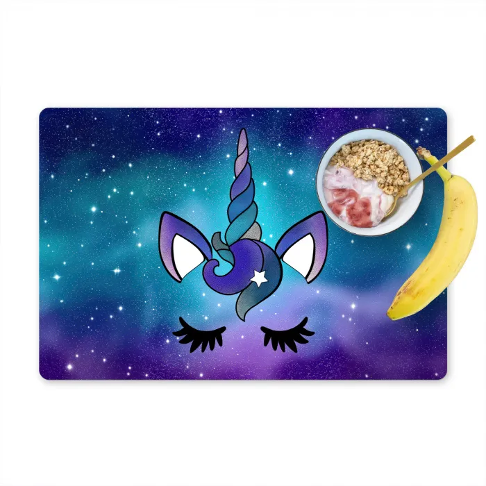 Eenhoorn - Sterrenhemel - Ster - Blauw Placemat vinyl groot -zzzproduct_Kitchenyeah-website