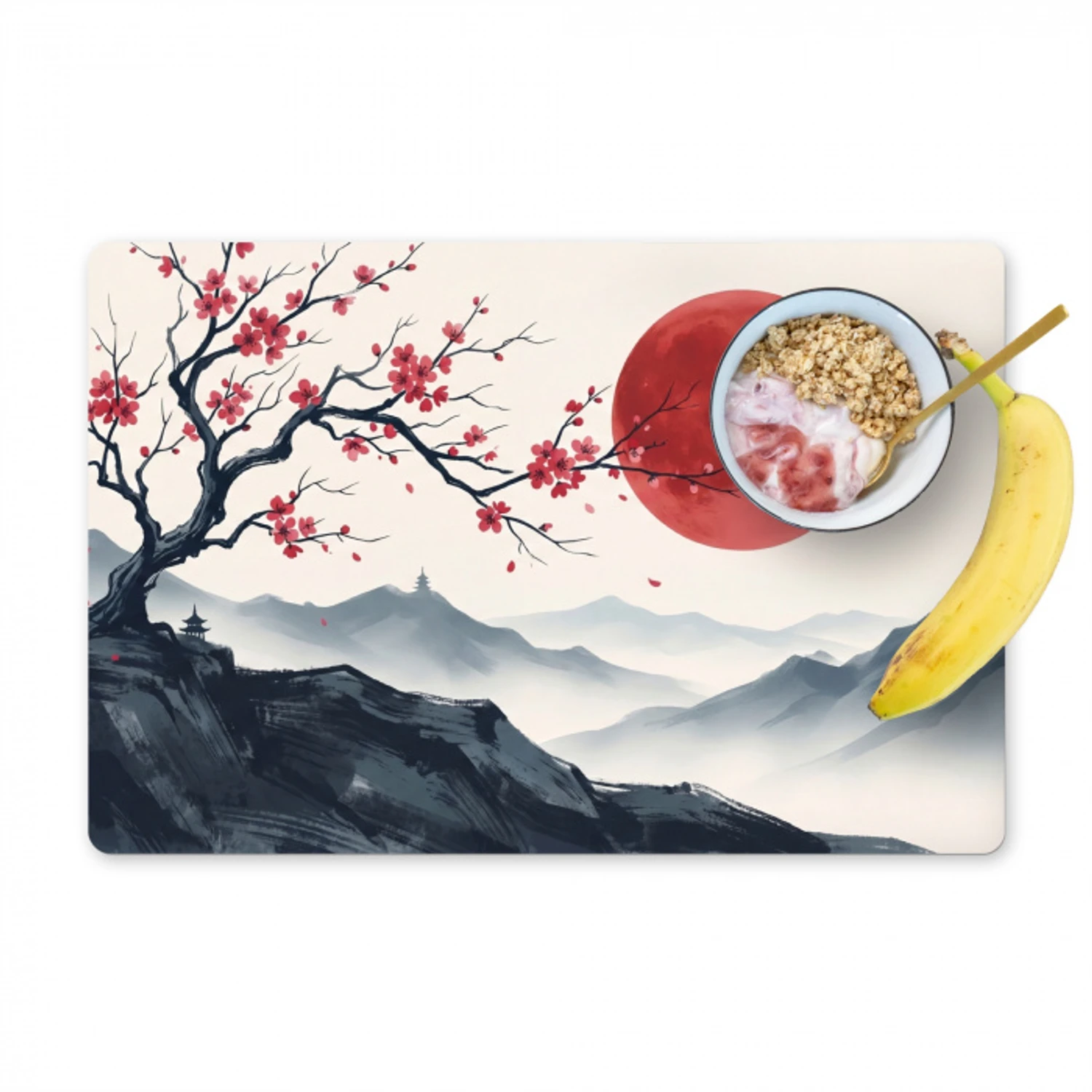 Kersenbloesem - Oosters - Rood Placemat vinyl groot -zzzproduct_Kitchenyeah-website