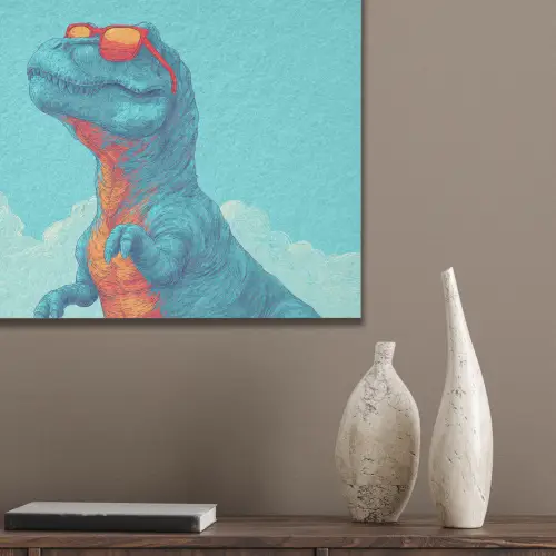 T-Rex - Blauw - Wolken - Zonnebril PET vilt klein -sfeer6_closeup