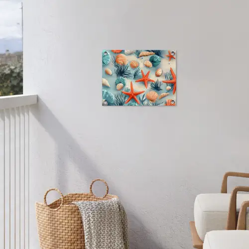 Zeesterren - Schelpen - Illustratie - Zand tuinposter los doek klein -sfeer8