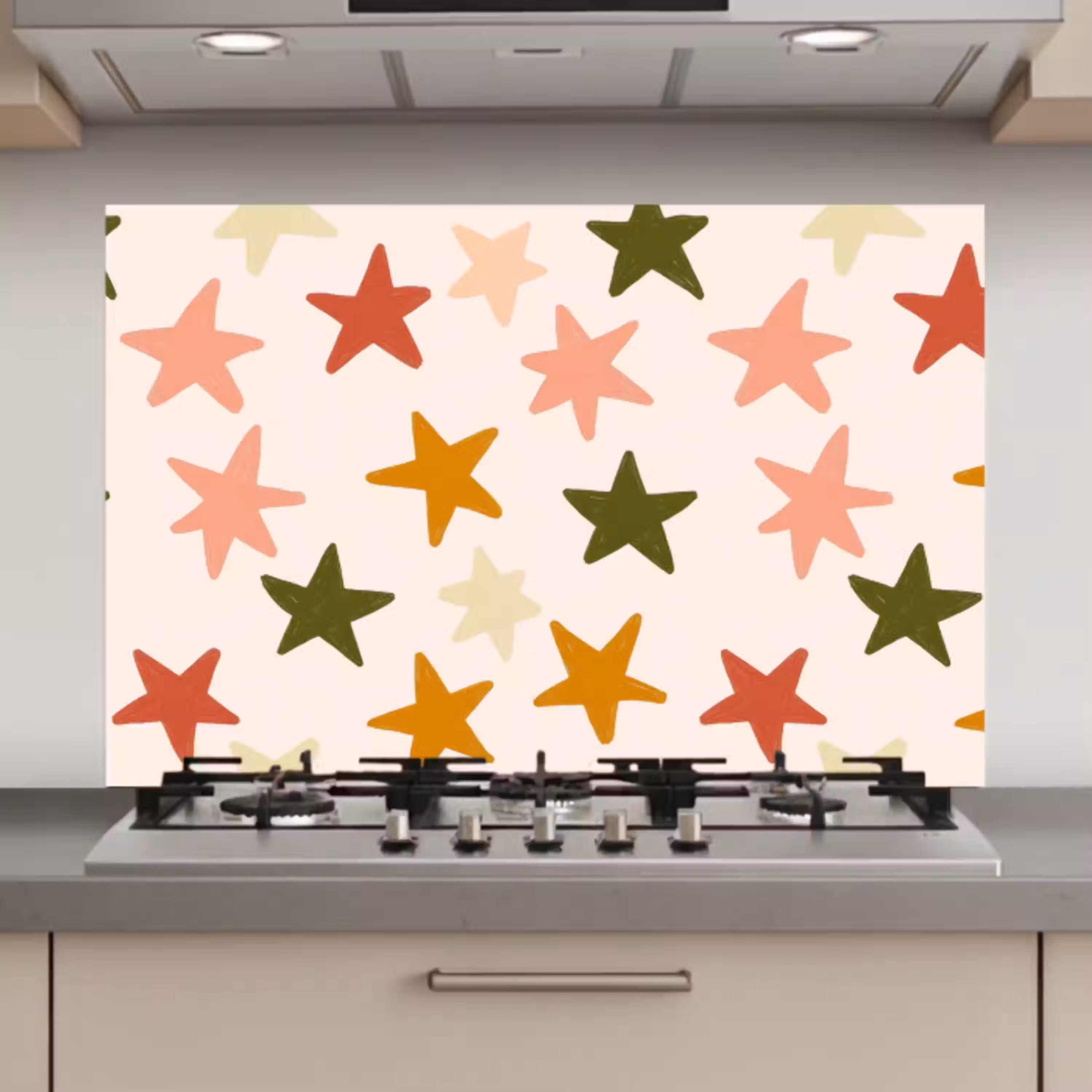 Sterren - Patroon - Kleurrijk keuken achterwand spatscherm klein 900 -3d_website