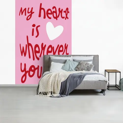 Valentijn - Hart - Liefde - Roze fotobehang vinyl groot -slaapkamer