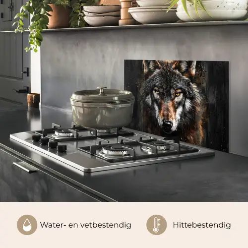 Dieren - Wolf - Portret - Zwart - Bruin keuken achterwand spatscherm klein -usp_NL