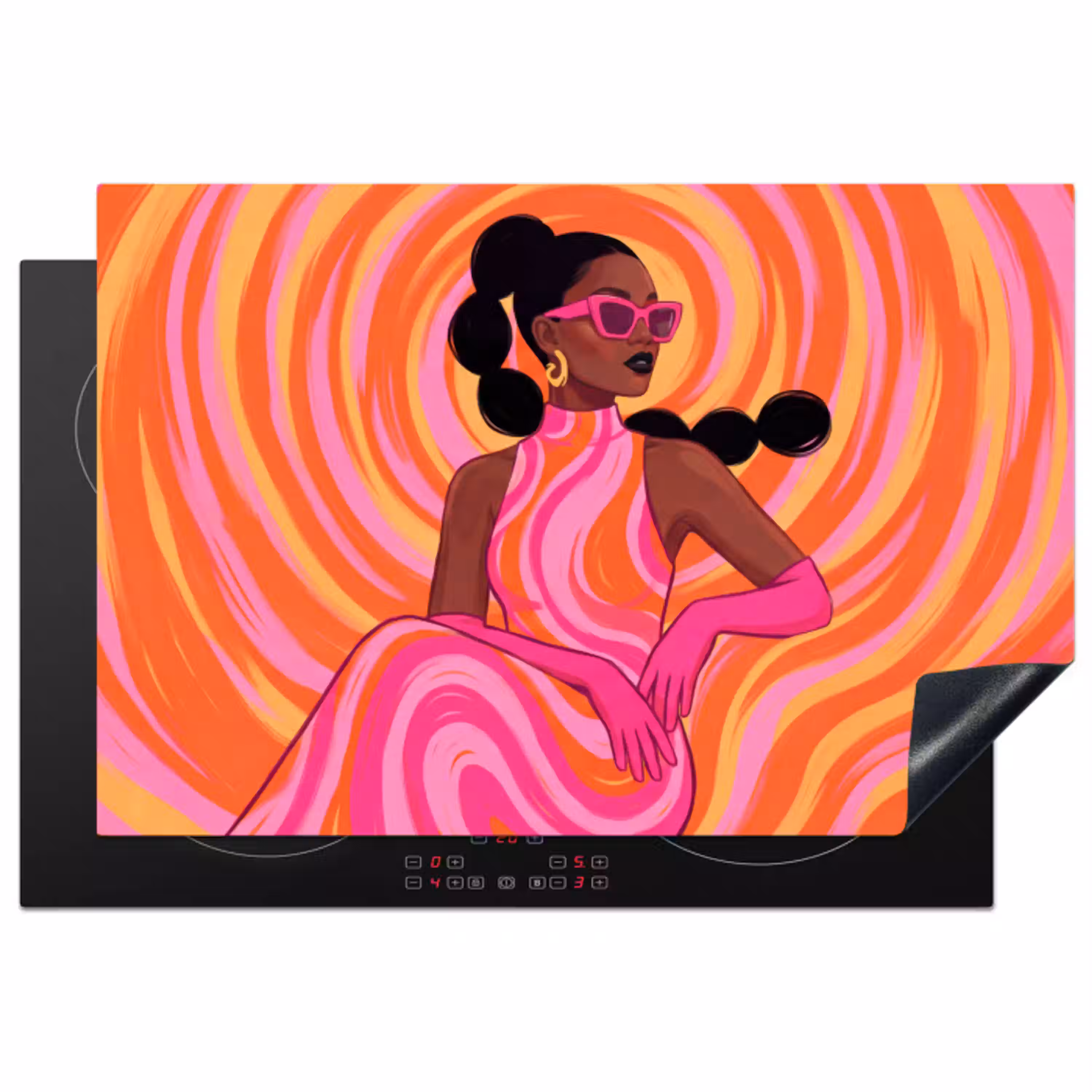 Vrouw - Portret - Kunst - Abstract - Roze Inductie beschermer vinyl 3mm klein -3d