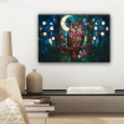 Uil - Mozaïek - Maan - Nacht canvas 2cm klein -sfeer6