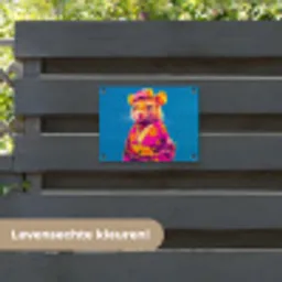 Muis - Kimono - Bloemen - Blauw tuinposter los doek klein -sfeer3