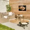 Bloemen - Goud - Graffiti - Zwart - Abstract Tuinposter op houten frame 2 cm dik klein -sfeer2