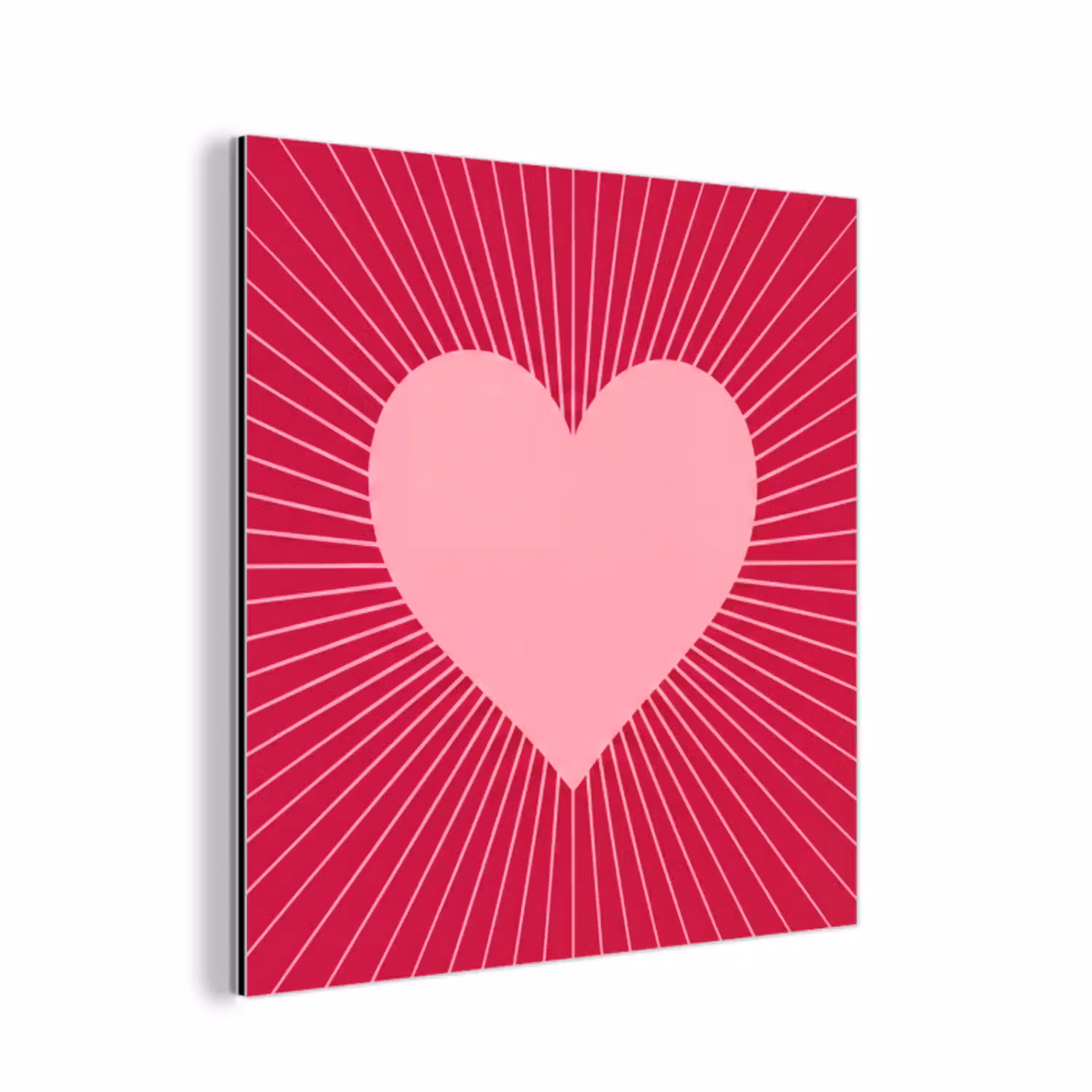 Hart - Stralen - Liefde - Abstract - Roze aluminium wit klein -3d