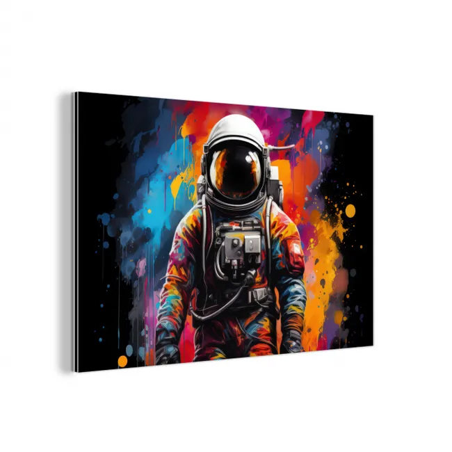 Astronaut - Graffiti - Zwart - Kleuren aluminium wit klein -3d