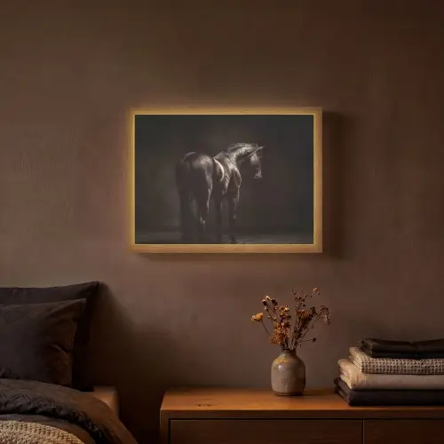 Krachtig - Paard - Donker Light Box met batterij (Wandlamp) middel -sfeer4