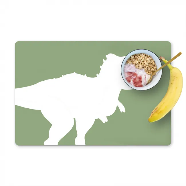 Dino - T-rex - Dinosaurus - Groen - Tyrannosaurus rex Placemat vinyl groot -zzzproduct_Kitchenyeah-website
