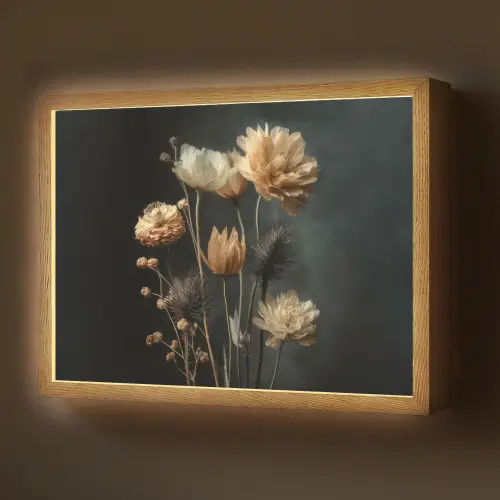 Boeket - Bloemen - Licht - Zwart Light Box met batterij (Wandlamp) middel -z3d_website