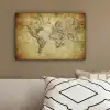 Wereldkaart - Vintage - Antiek - Bruin - Papier canvas 2cm klein -sfeer3