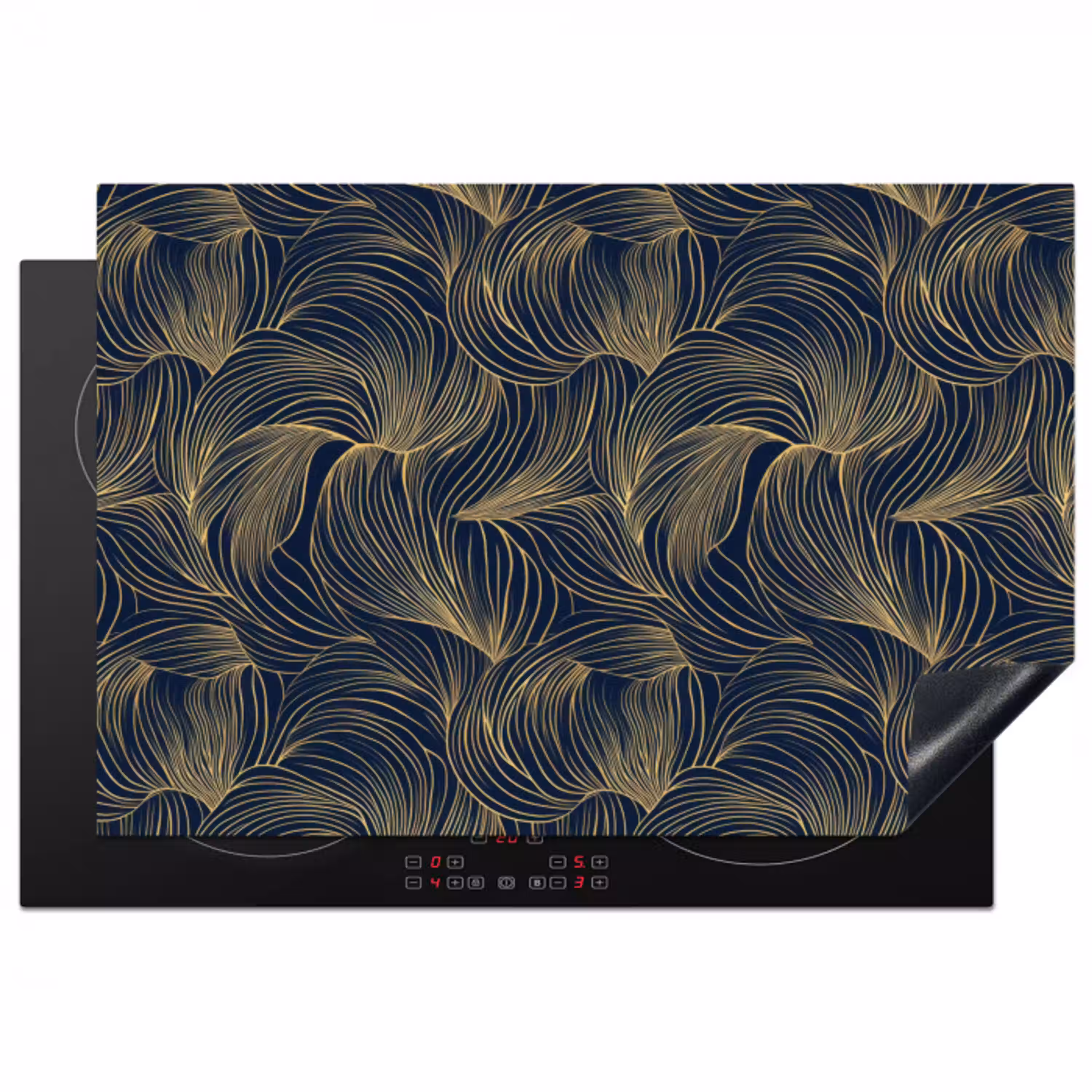 Abstract - Lijnen - Blauw - Goud Inductie beschermer vinyl 3mm klein 276 -3d