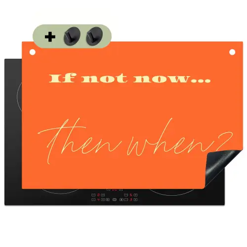 If not now then when - Oranje - Geel - Levendig Inductie beschemer met haakjes klein -3d