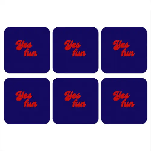 Blauw - Rood - Yes fun - 3D onderzetter kurk middel -3d