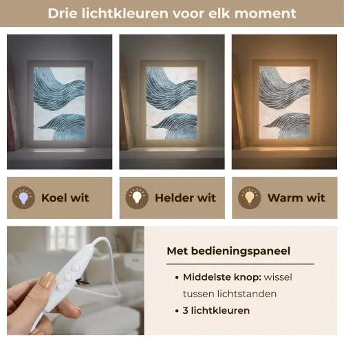 Lijnen - Golven - Abstract - Blauw Light Box met kabel (Tafellamp) klein -USP_lichtkleurNL