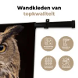 Oehoe - Uil - Portret - Bruin Wandkleed katoen klein -sfeer2