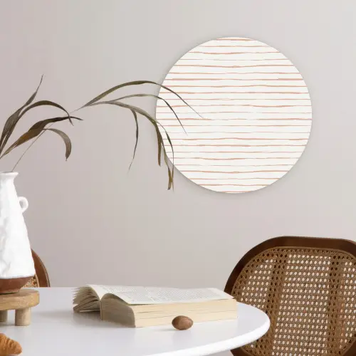Terracotta - Strepen - Wit Wandcirkel plexiglas klein 852 -sfeer4