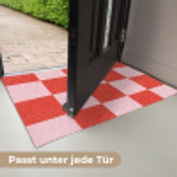 Schaakbord patroon - Rood - Roze - Blokjes Deurmat klein -USP_DE