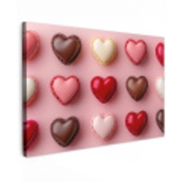 Macarons - Hartjes - Kleurrijk - Roze Tuinposter op houten frame 2 cm dik klein -3d