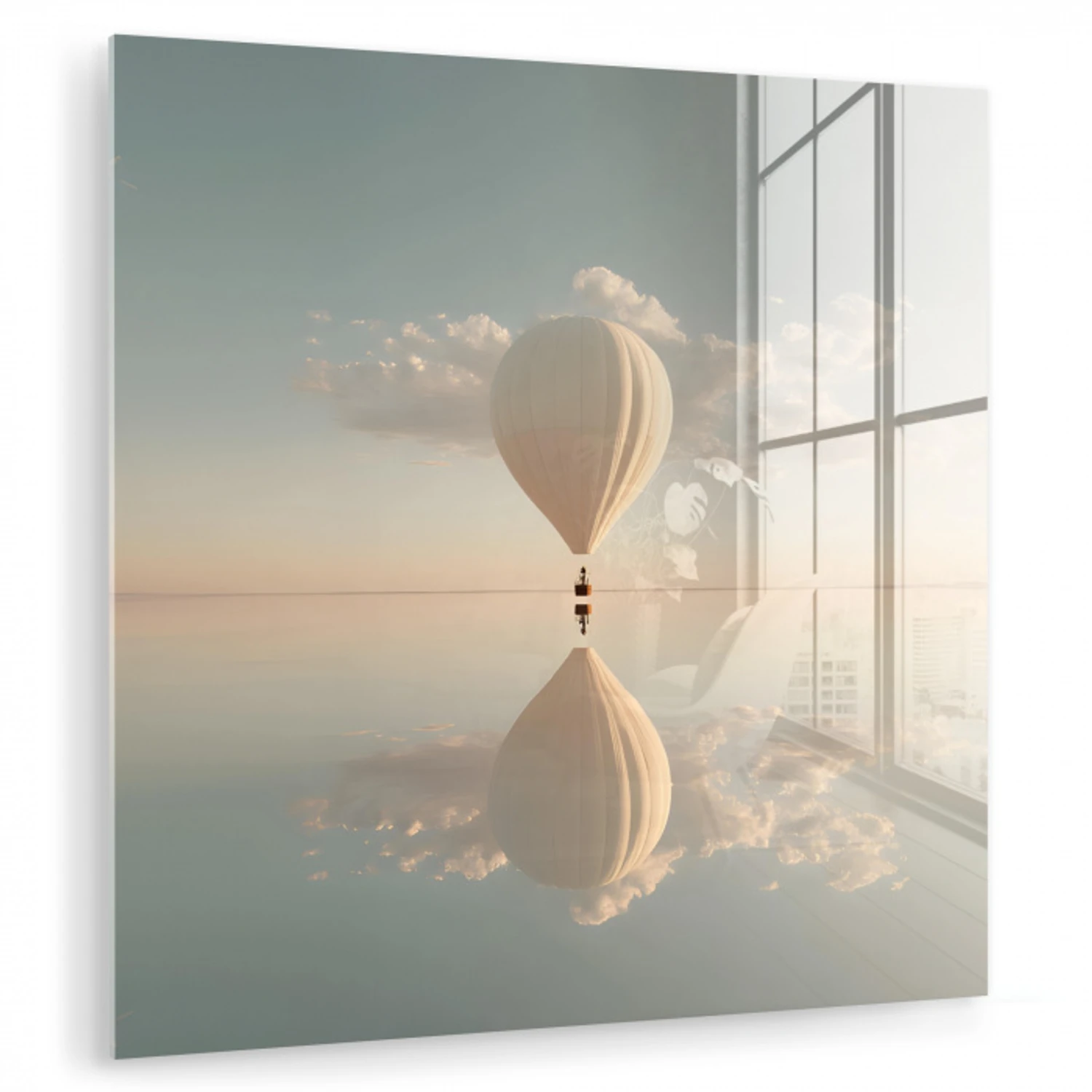 Luchtballon - Wolken - Water - Blauw plexiglas 5mm klein -zzzproduct_nieuw