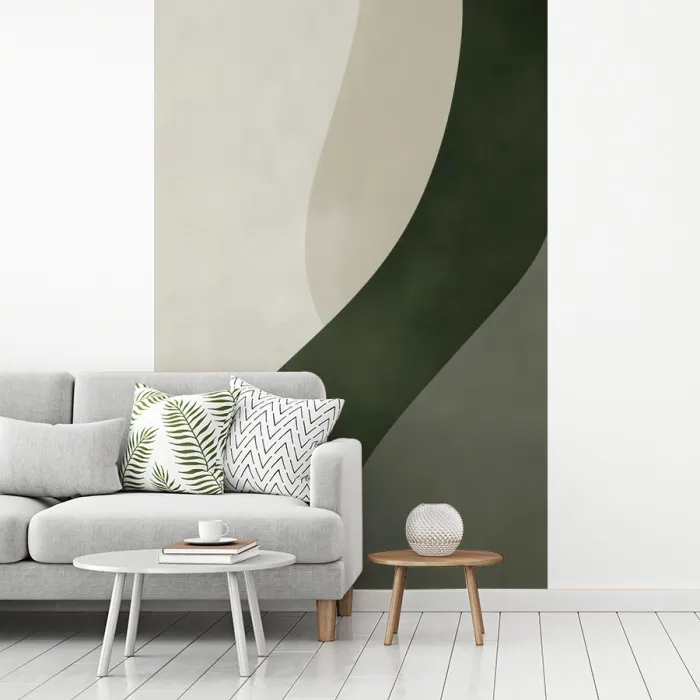 Japandi - Groen - Abstract - Modern fotobehang vinyl groot -woonkamer