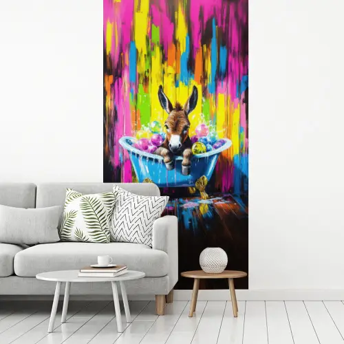 Ezel - Badkuip - Roze - Schuim fotobehang vinyl groot -woonkamer