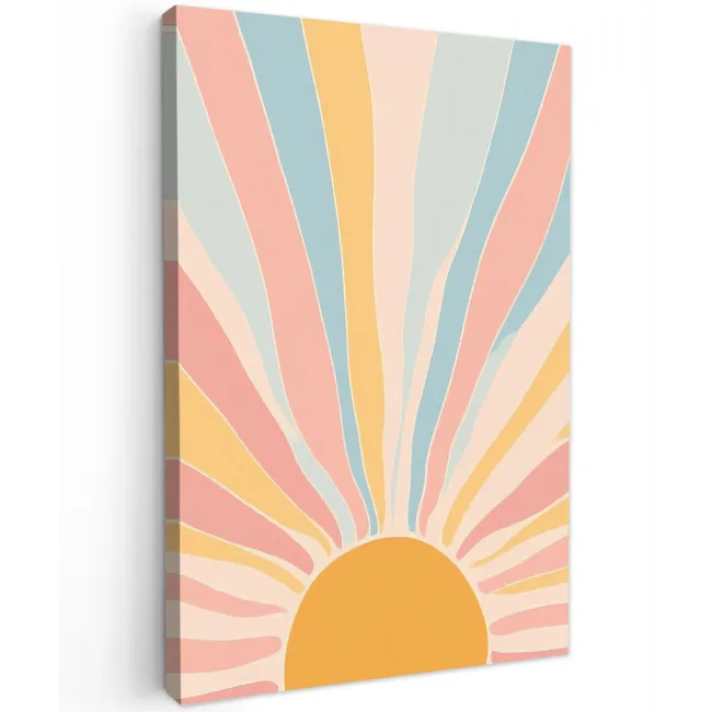 Illustratie - Zon - Pastelkleuren Tuinposter op houten frame 2 cm dik klein -3d