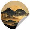 Gouden Bergen bij Maanlicht Wandcirkel behangsticker klein -3d