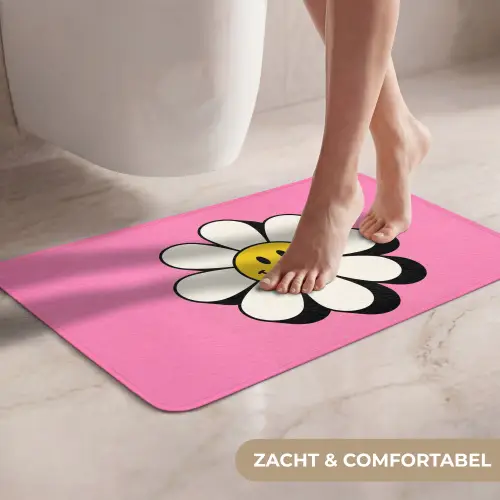 Smiley - Bloem - Roze WCmat klein -USP_ZachtNL