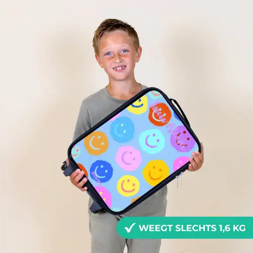 Vrolijk patroon van smileys Kinderkoffer - Zwart klein -sfeer4_NL