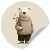 Knuffelbeer - Oranje bloemen - Vriendelijk Wandcirkel behangsticker klein -3d