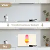 Waterijsje - Retro - Stokje - Roze keuken achterwand spatscherm klein -voor_na_NL