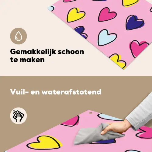 Hartjes - Valentijn - Patroon - Kleurrijk Inductie beschemer met haakjes klein -ky-schoon-nl