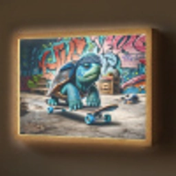 Schildpad - Graffiti - Skateboard - Jongens Light Box met batterij (Wandlamp) middel -z3d_website