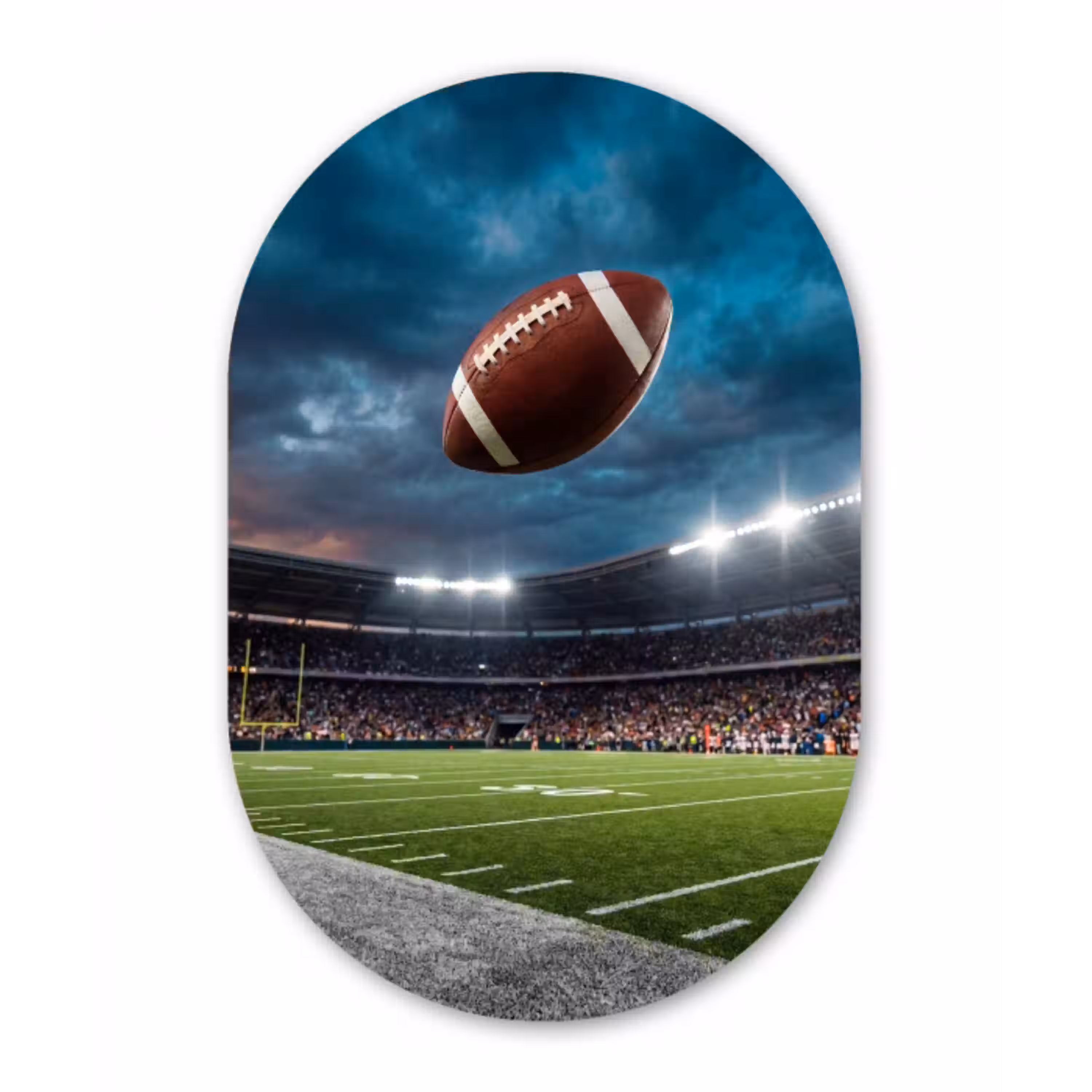 Football - Bal - Stadion - Sport Wandcirkel Ovaal Aluminium middel -3d
