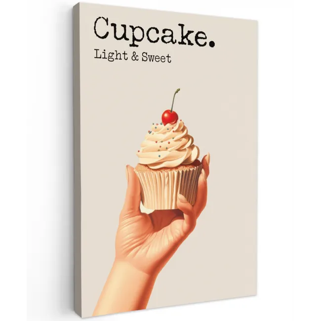 Cupcake - Zoet - Kers Tuinposter op houten frame 2 cm dik klein -3d