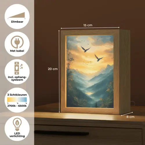 Vogels - Zon - Bomen - Groen Light Box met kabel (Tafellamp) klein -USP_NL