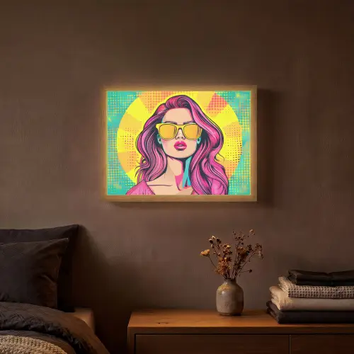 Zonnebril - Vrouw - Zonnig - Geel Light Box met batterij (Wandlamp) middel -sfeer4