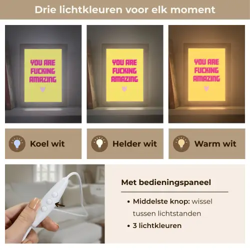 Geel - Valentijn - Tekst Light Box met kabel (Tafellamp) klein -USP_lichtkleurNL