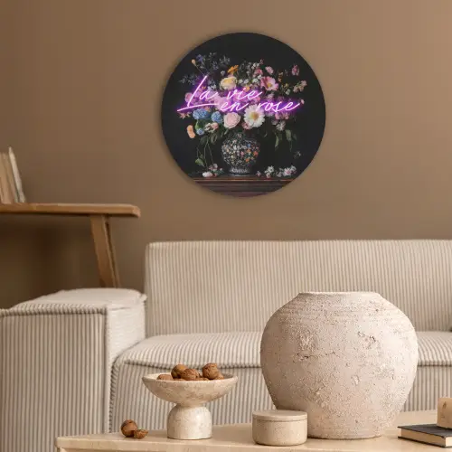 Neon - Vaas - Bloemen Akoestische PET Vilt - Rond klein -sfeer1