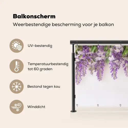 Blauwe regen - Bloemen - Paars Balkonbeschermer Duitsland klein -specs_NL