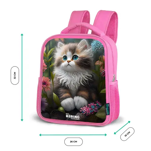 Kitten tussen bloemen Kinderrugzak - Roze middel -productfoto_formaten